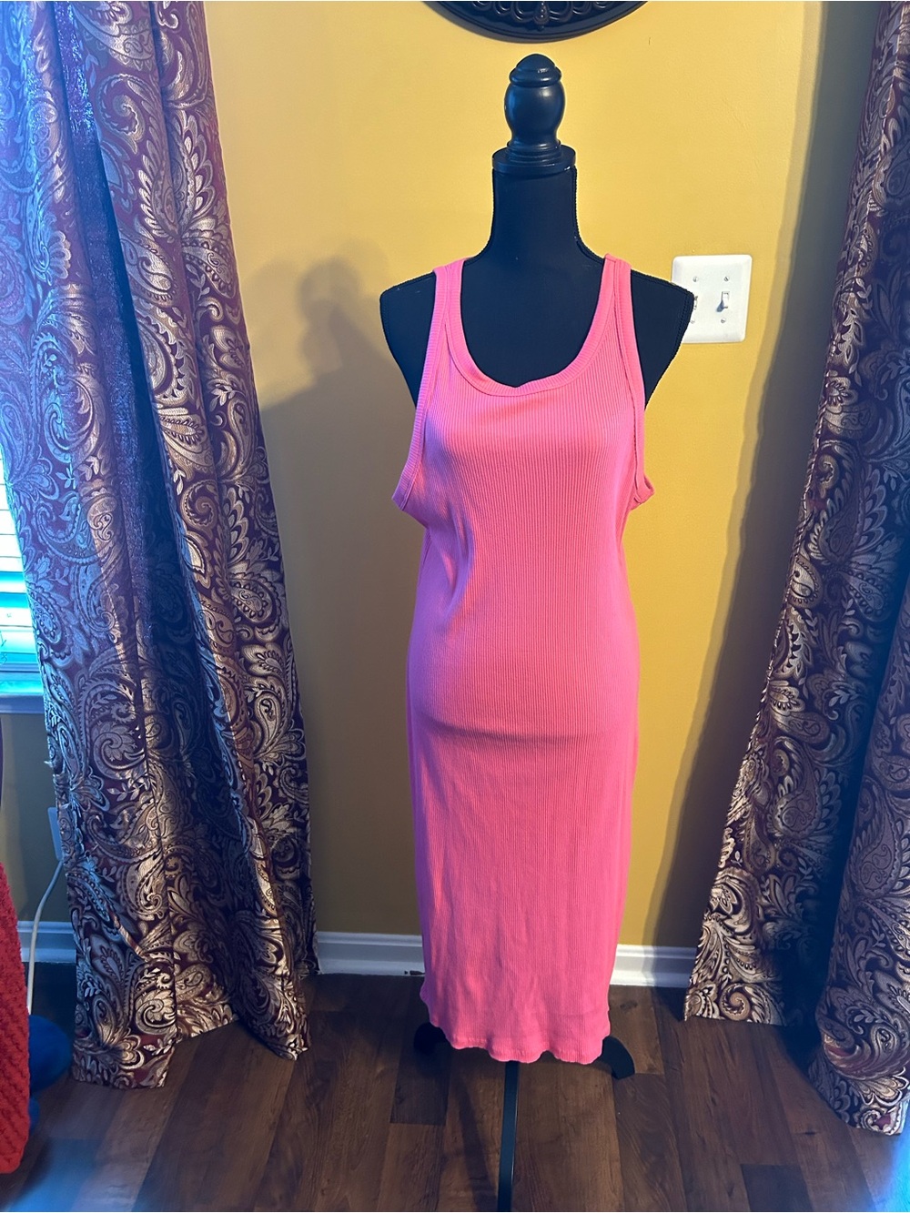 Ambiance Pink Ribbed Tank Midi Dress